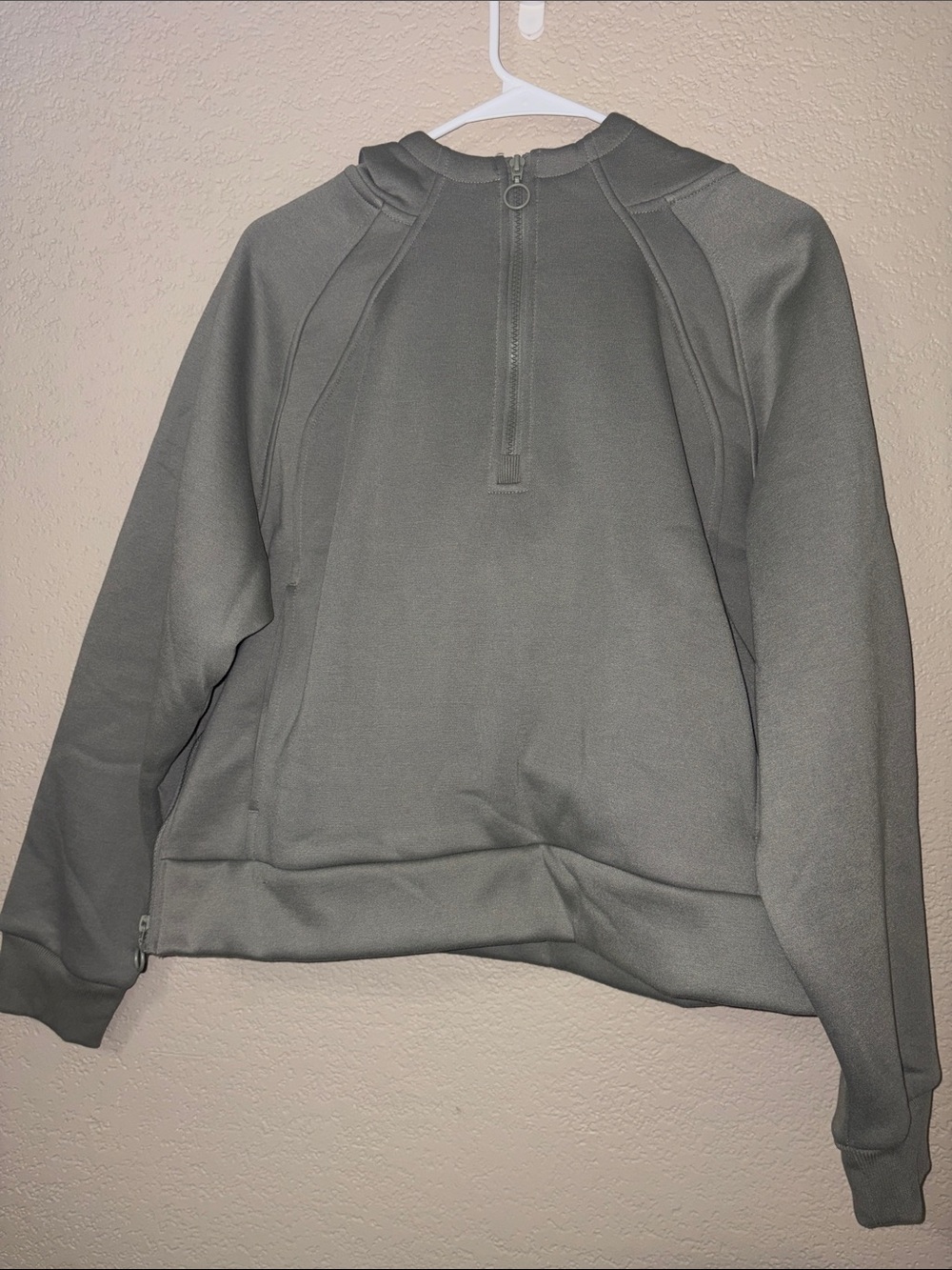 Women's Half-Zip Crop Pullover Sweatshirt with side zippers - Gray